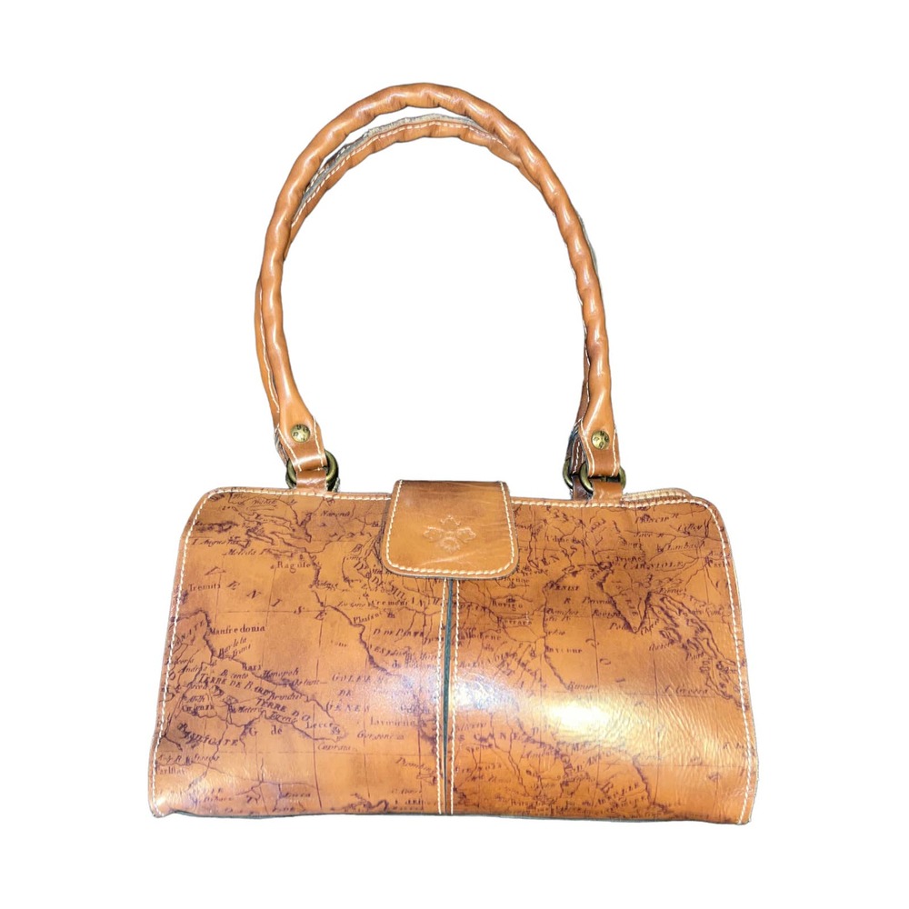 Patricia Nash Top Grain Leather Bohemian Italy Map Handbag